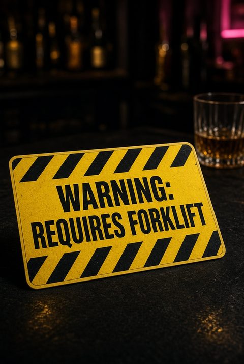 Warning: Requires Forklift caution sticker: Warning: Requires Forklift